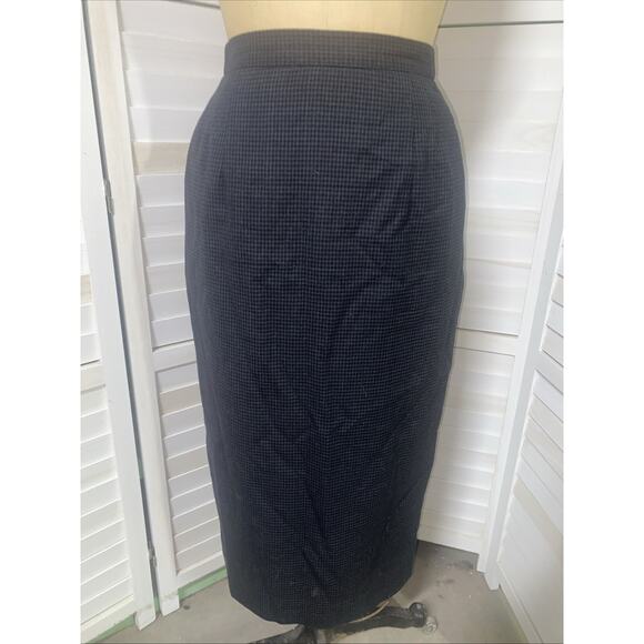 Mark Shale Dresses & Skirts - Mark Shale Plaid Check Black Gray Wool Pencil Skirt Lined Size Small